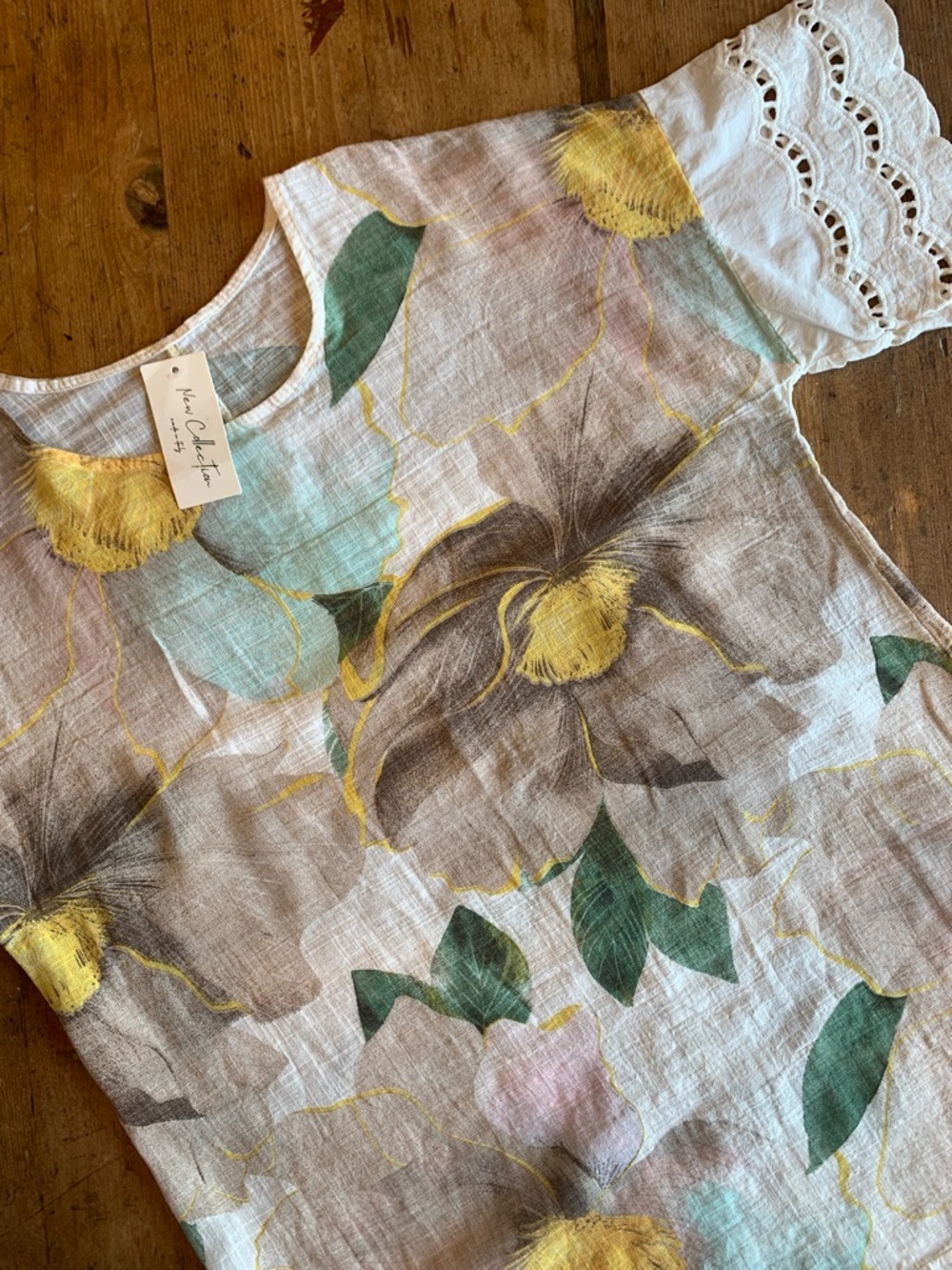 Womens Floral Dress with Eyelet Detailed - Unbranded